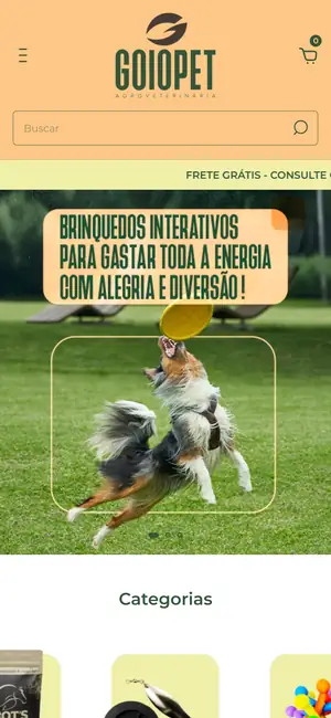 A loja online da Goiopet aberta no celular