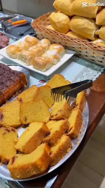 Bolos e pães do café da manhã