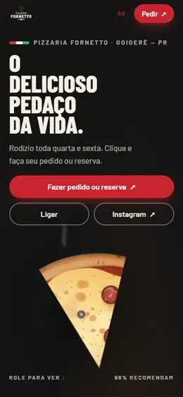 Pizzaria Fornetto no celular