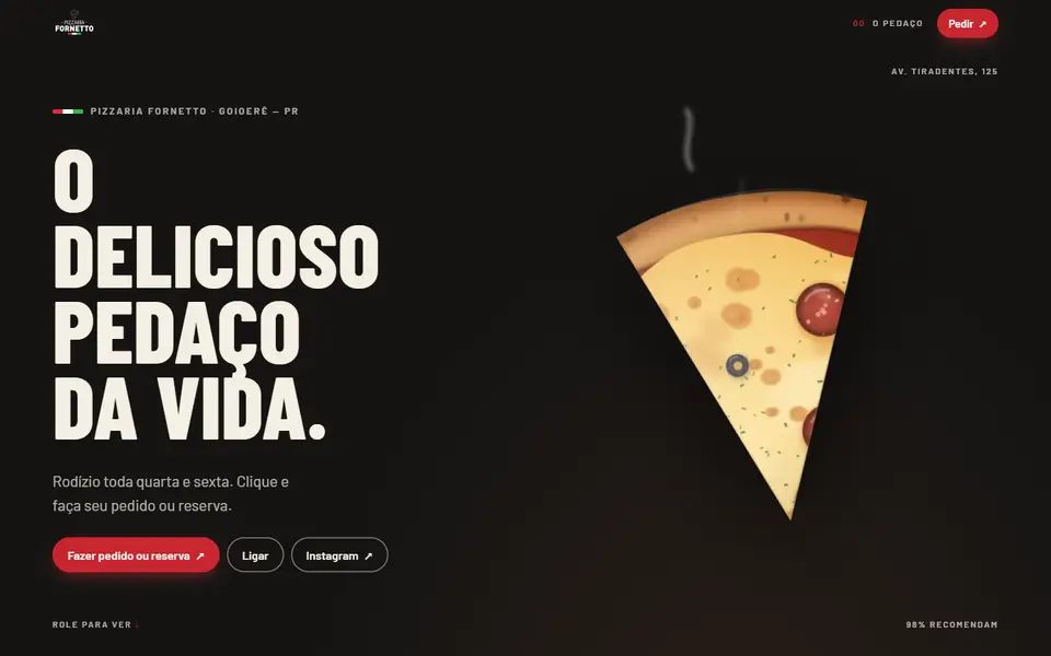Pizzaria Fornetto no computador